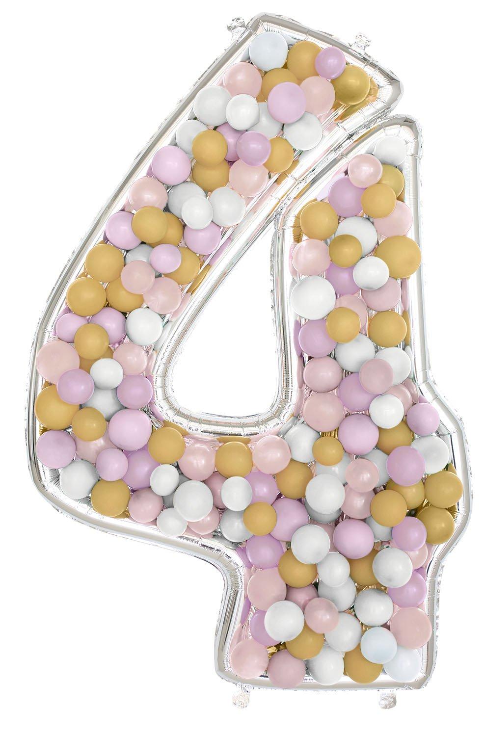 Silver Number 4 Foil Balloon Frame 54in Party City